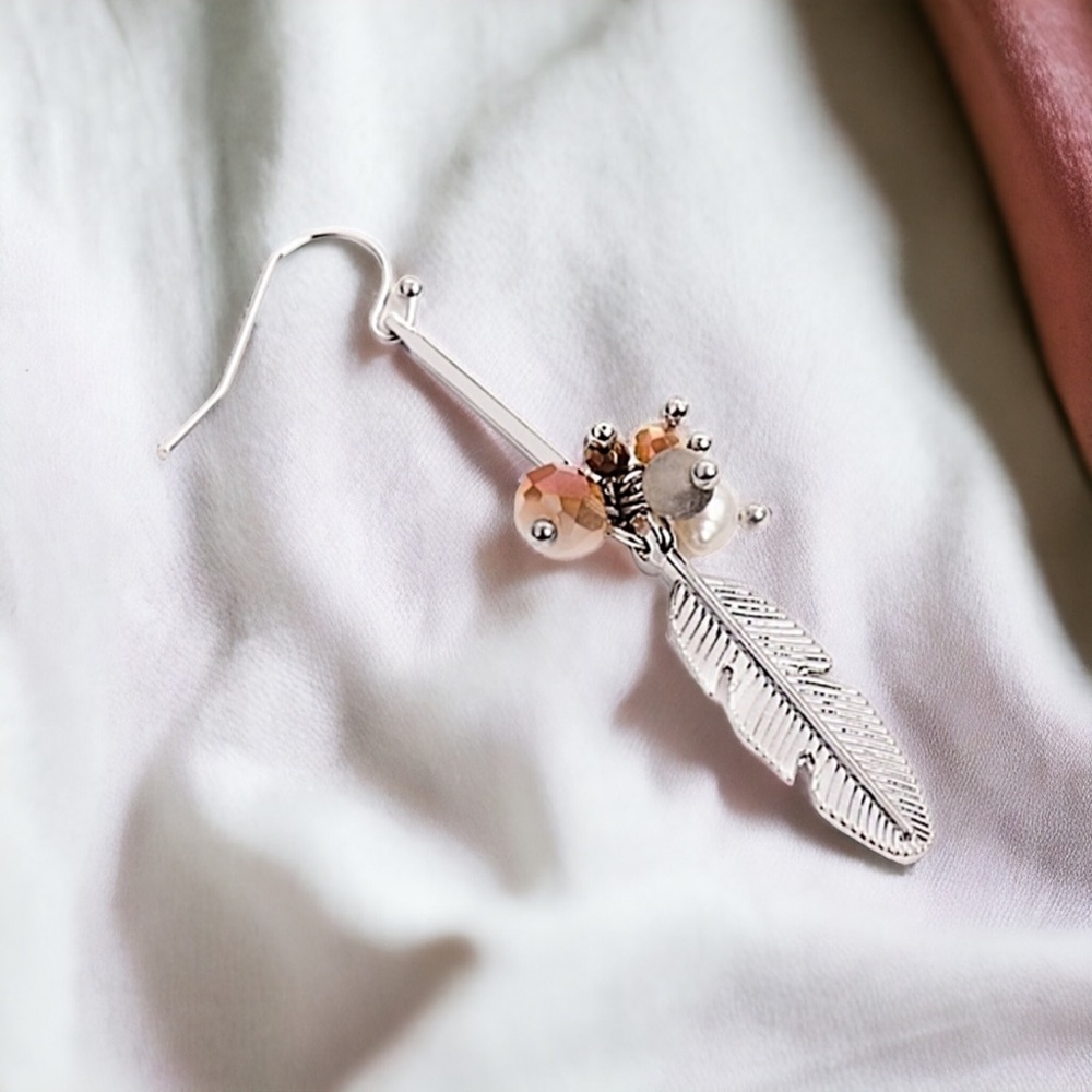 Feather Drop Earrings - Picture 2 of 3